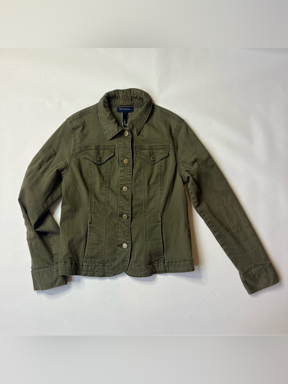 Charter Club Olive Green Denim-Style Women's Jacket M